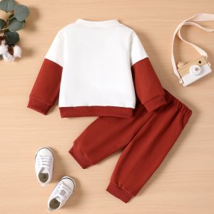 2pcs  Baby Boy/Girl Avant-garde Letter Long Sleeve Set - 3-6 Months, Brown