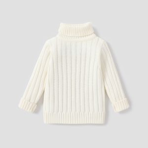 Toddler Girl/Boy Turtleneck Ribbed Knit Sweater - Yellow, 18-24 Months