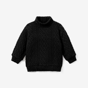 Toddler Boy Turtleneck Cable Knit Textured Sweater