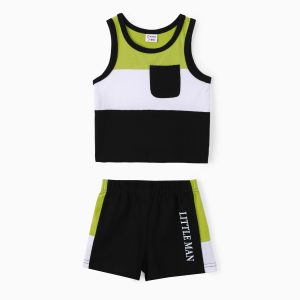 Baby Boy 2pcs Colorblock Tank Top and Shorts Set