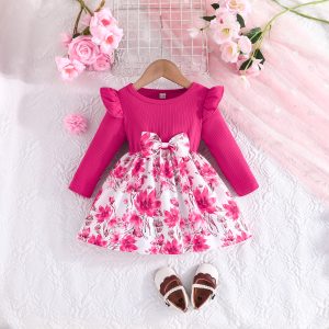 Floral Bow A-Line Dress