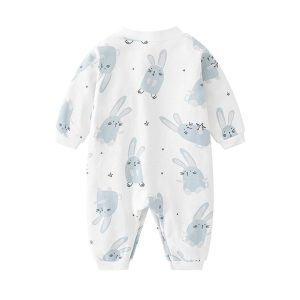 Baby Blue Bunny Jumpsuit, Long Sleeve Footless Air-Conditioned Outfit Jumpsuit