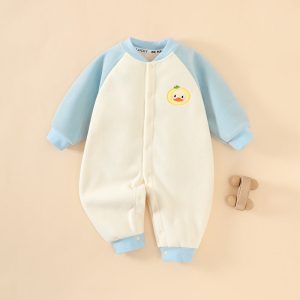Baby onesie warm autumn and winter austro-grain fleece outdoor clothing thickened - Brown, 2-3 Years