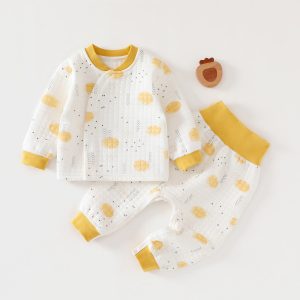 Baby warm set with cotton winter coat boneless split free baby clothes two-piece set - Blue, 1-2 Years