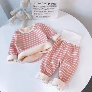 Baby Striped Thermal Cotton Set - Blue, 5-6 Years