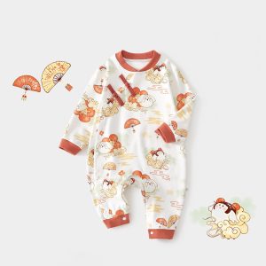Baby boy romper long cotton cute pattern spring autumn winter baby clothes baby girl jumpsuit - Blue, 1-2 Years