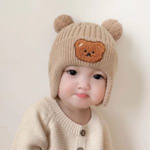 Bear Embroidery Winter Hat
