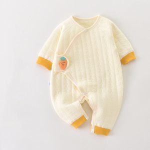 Newborn Warm Quilted Jumpsuit Cloth - Light Grey / New Born