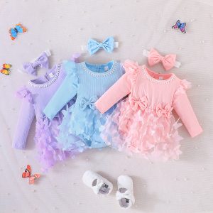 Butterfly Charm Summer Romper Set for Girls - Pink, 9-12 Months