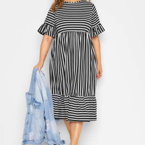 Striped Women Long Dress - M, Blue