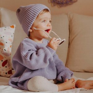 Autumn &  Winter Loose Knit Sweater - Beige, 3-6 Months