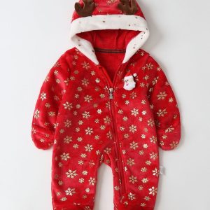 AYNIGIELL Newborn Baby Christmas Clothes Fall and Winter Baby Christmas Jumpsuit Newborn Baby Plush Romper - MomYom PK