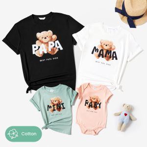 Family Matching Multi Color Teddy Bear Cotton Graphic Tee - Multi, 1-2 Years