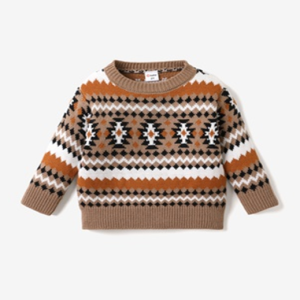 Toddler Girl/Boy Romantic Fall Winter Jacquard Geometric Pattern Sweater