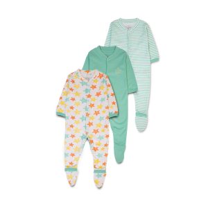 Star Print Baby Pajamas - Pack of 3