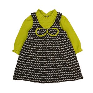 Yellow and Black Geometric Dress Set