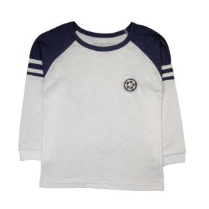 White and Navy Striped Soccer Shirt