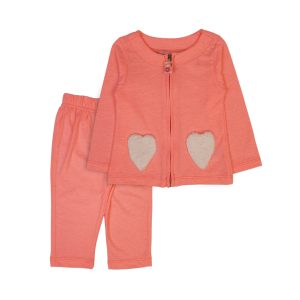 Peach Heart Pocket Baby Outfit