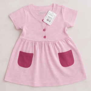 Frock front button pink infant
