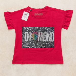 T Shirt Frill Sleeves S.pink Diamond Toddler