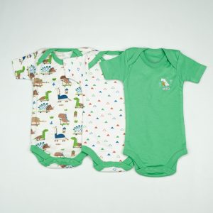 BODY SUIT PK3 0-3M D.GREEN DINO'S