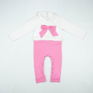 SLEEPSUIT CUT & SEW PINK OFF WHITE INFANT