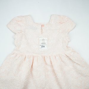 FROCK JACQUARD PUFF SLEEVE PEACH INFANT