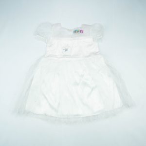 FROCK WITH NET SLEEVES WHITE TODDLER