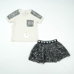 SUIT 2 PC WITH SKIRTS WHITE INFANT