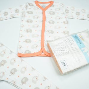 NIGHT SUIT 6-12M PEACH ELEPHANTS