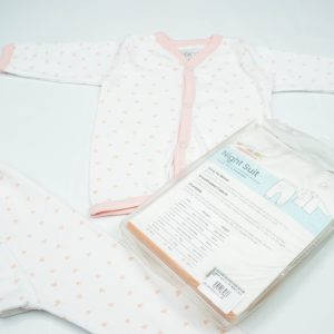 NIGHT SUIT 0-3M PEACH HEART