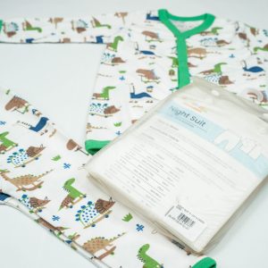 NIGHT SUIT 6-12M D.GREEN DINOS
