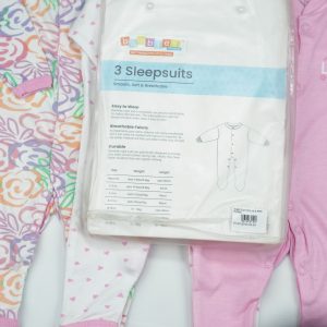 SLEEP SUIT PK3 NB B.PINK FLORAL