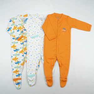 SLEEP SUIT PK3 6-12M MUSTARD PILOT