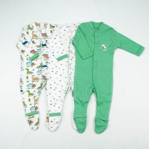 SLEEP SUIT PK3 NB D.GREEN DINO'S