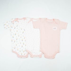 BODY SUIT PK3 12-18M LT PINK BLOSSOM