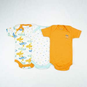 BODY SUIT PK3 0-3M MUSTARD PILOT