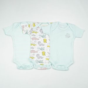 BODY SUIT PK3 NB B.BLUE DINO WORLD