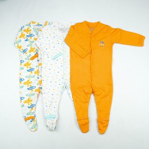 SLEEP SUIT PK3 12-18M MUSTARD PILOT