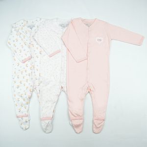 SLEEP SUIT PK3 18-24M LT PINK BLOSSOM