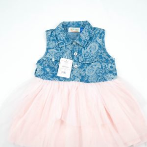 FRCOK DENIM WITH PINK NET INFANT