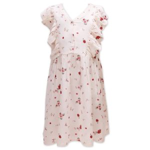Frock Frill Sleeves Red Flower Infant