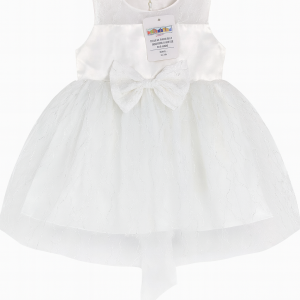 Frock With Net Sleeves White Infant