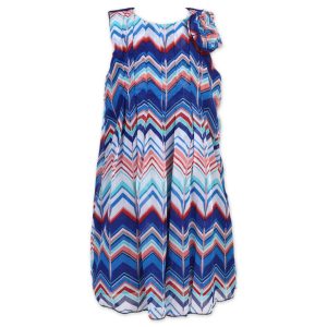 Frock pleated sleeves blue abstract toddler