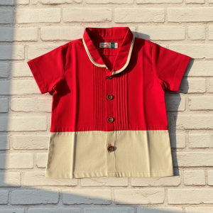 Bodysuit Fancy With Pleats & Bow Red Infant