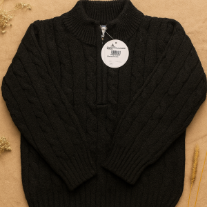 Sweater front zip black infant