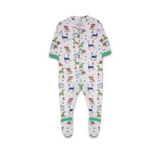 Dinosaur Print Baby Pajamas - Pack of 3 - Green / Newbron