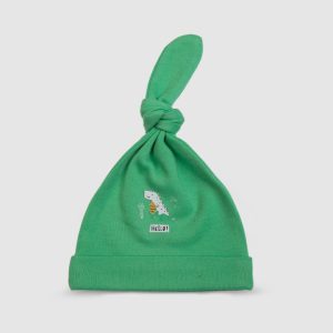 Baby Cap   Knotted Green Dino Hello - Green / Newborn