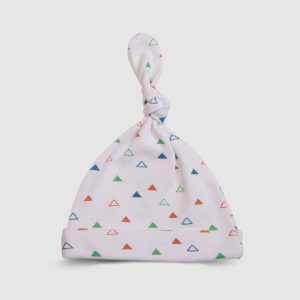 Baby Cap   Knotted Triangle Pattern - White / Newborn
