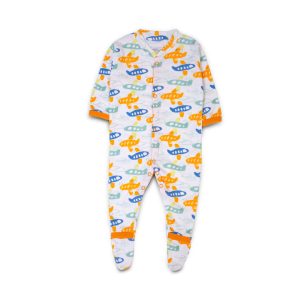Airplane Print Baby Rompers - Pack of 3 - Orange / Newbron